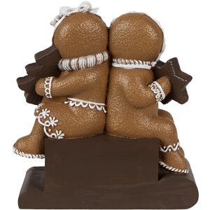 Clayre Eef decoración navideña figura hombre de jengibre 11x4x13 cm marrón