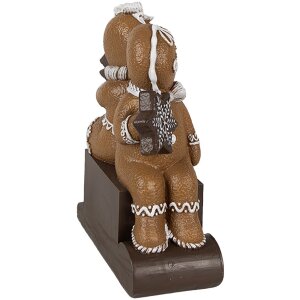 Clayre Eef decoración navideña figura hombre de jengibre 11x4x13 cm marrón
