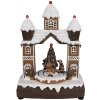 Clayre Eef 6PR4312 Casa de pan de jengibre LED Música Decoración de Navidad 20x11x27 cm Marrón