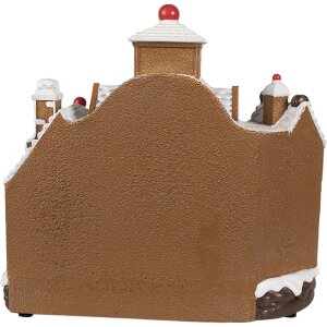Clayre Eef decoración navideña casa de jengibre LED música 33x17x30 cm Marrón
