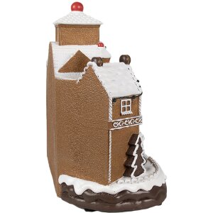 Clayre Eef decoración navideña casa de jengibre LED música 33x17x30 cm Marrón