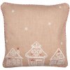 Clayre Eef GBB21 Funda de Cojín Casa de Jengibre Marrón Blanco 40x40 cm Algodón Casa de Campo