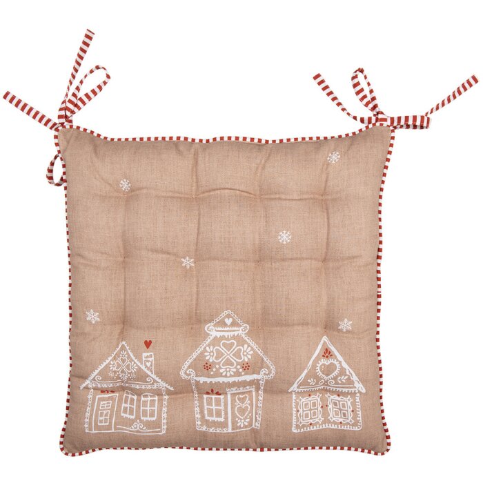 Clayre Eef cojín para silla 40x40x4 cm marrón casa de jengibre algodón estilo country