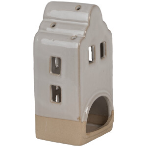 Clayre & Eef Portavelas Casa Cerámica Beige 7x6x14 cm Estilo Campestre