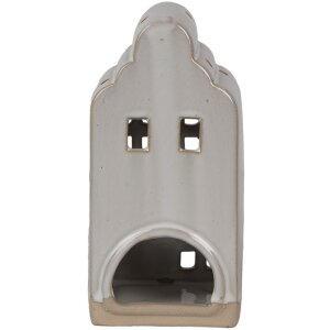 Clayre & Eef 6CE1790 Portavelas de Porcelana Casa Beige 9x8x18 cm Estilo Campestre