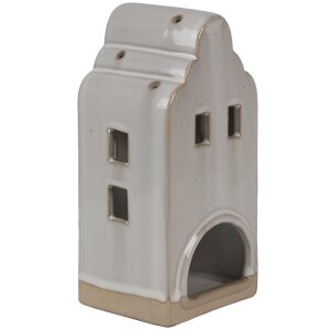 Clayre & Eef 6CE1790 Portavelas de Porcelana Casa Beige 9x8x18 cm Estilo Campestre