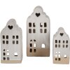Clayre & Eef 6CE1791 Portavelas de Porcelana Casa Beige 11x10x23 cm