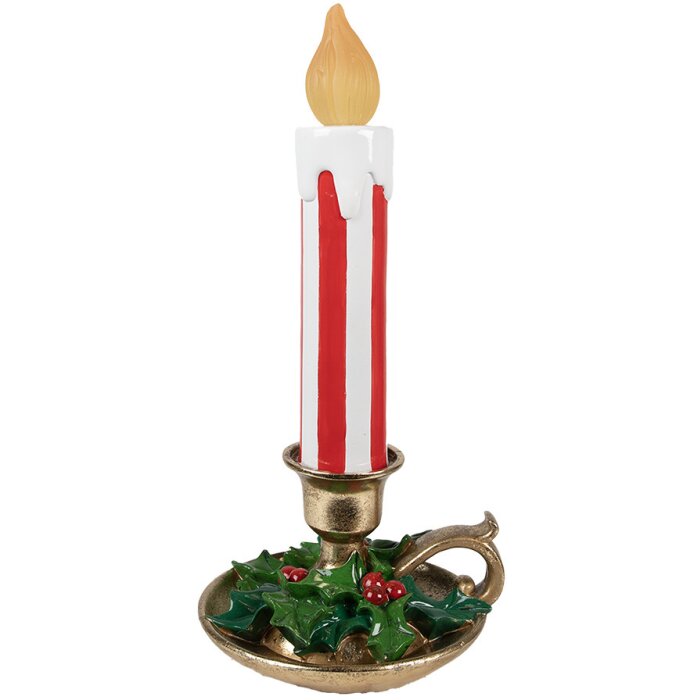 Clayre & Eef 6PR4241 Vela decorativa LED Rojo Blanco 18x17x38 cm Estilo campestre