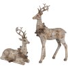Clayre Eef Figura Decorativa Set 2 Ciervos Marrón Poliresina 20/12 cm Estilo Campestre