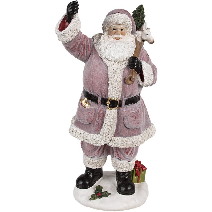 Clayre & Eef Papá Noel Rosa 43 cm Poliresina Decoración de Navidad