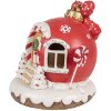 Clayre Eef 6PR4340 Casa de pan de jengibre LED Rojo Poliresina Country Style Navidad