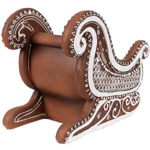 Clayre Eef decoración navideña figura trineo aspecto pan de jengibre 20x12x15 cm marrón