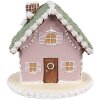 Clayre Eef Casa de pan de jengibre 12 cm Poliresina rosa Decoración de Navidad