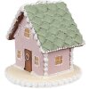 Clayre Eef Casa de pan de jengibre 12 cm Poliresina rosa Decoración de Navidad