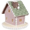 Clayre Eef Casa de pan de jengibre 12 cm Poliresina rosa Decoración de Navidad