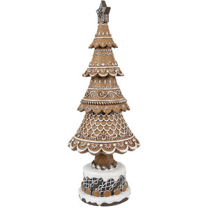 Clayre Eef Árbol de Navidad diseño pan de jengibre marrón Ø 16x42 cm estilo campestre