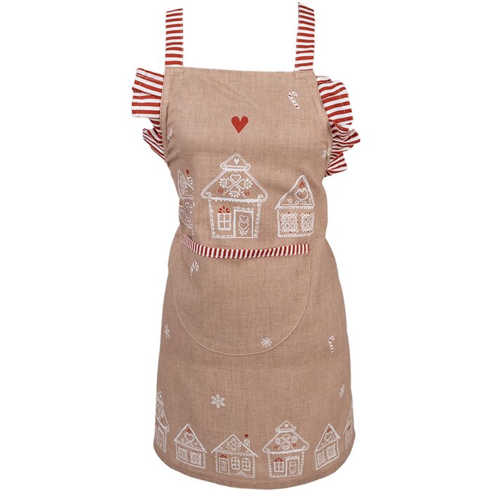 Clayre Eef delantal de cocina infantil casa de jengibre 48x56 cm algodón estilo country