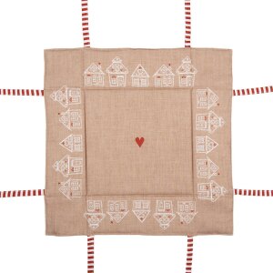 Cesta de pan Clayre Eef Casa de pan de jengibre 35x35x8 cm Marrón Algodón Estilo Campestre