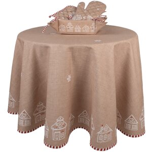 Cesta de pan Clayre Eef Casa de pan de jengibre 35x35x8 cm Marrón Algodón Estilo Campestre