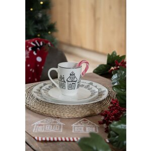 Cesta de pan Clayre Eef Casa de pan de jengibre 35x35x8 cm Marrón Algodón Estilo Campestre