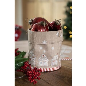 Cesta de pan Clayre Eef Casa de pan de jengibre 35x35x8 cm Marrón Algodón Estilo Campestre