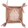 Cesta de pan Clayre Eef Casa de pan de jengibre 35x35x8 cm Marrón Algodón Estilo Campestre