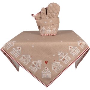 Clayre Eef GBB50 Cesta de Pan Casa de Pan de Jengibre Marrón Algodón Redonda Ø 15x16 cm