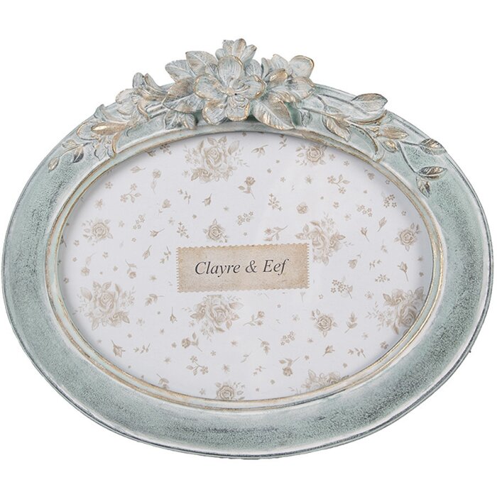 Clayre & Eef Marco Oval 13x18 cm Vidrio Plástico Vintage Verde