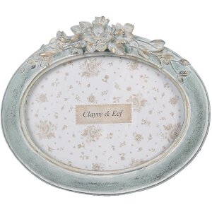 Clayre & Eef Marco Oval 13x18 cm Vidrio Plástico Vintage Verde