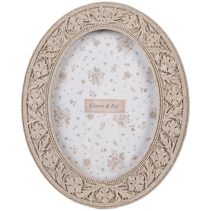 Clayre & Eef 2F1166 Marco Oval Beige 19x23 cm para Fotos 13x18 cm Boho