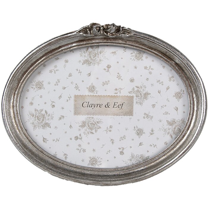 Clayre & Eef 2F1175 Marco de Fotos Ovalado Color Plata 18x3x13 cm / 15x10 cm