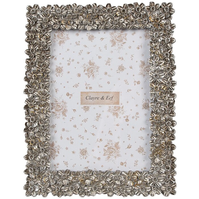 Clayre & Eef 2F1183 Marco de Foto Color Plata 18x2x23 cm Diseño Floral Retro