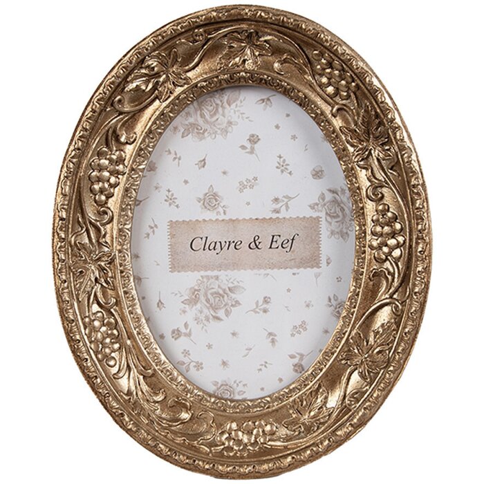 Clayre & Eef 2F1193 Marco de fotos ovalado color oro 11x3x14 cm Estilo barroco
