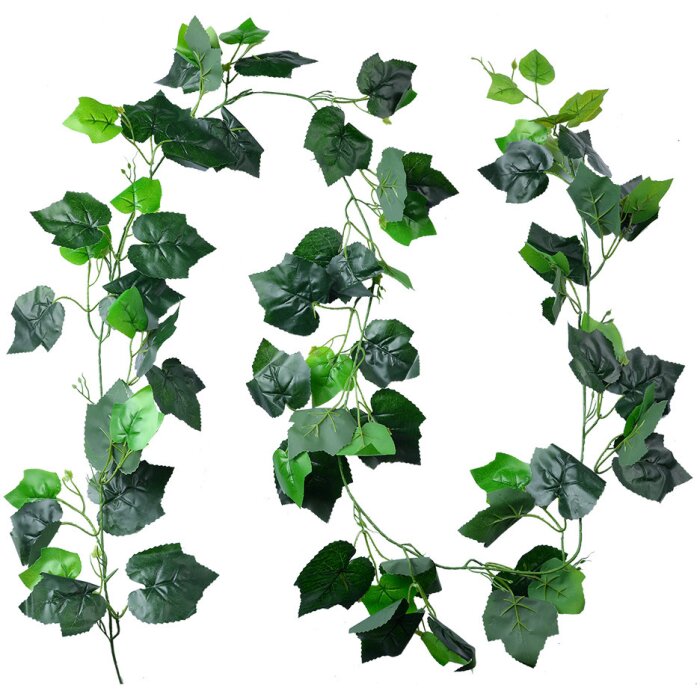 Clayre & Eef Planta Artificial Guirnalda de hojas Verde 220 cm Plástico Lifelike