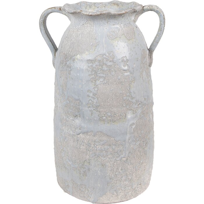 Clayre & Eef Jarrón 19x16x28 cm Terracota Gris Decoración Estilo Campestre