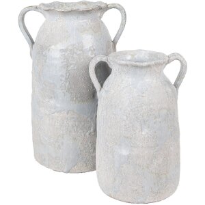 Clayre & Eef Jarrón 19x16x28 cm Terracota Gris Decoración Estilo Campestre