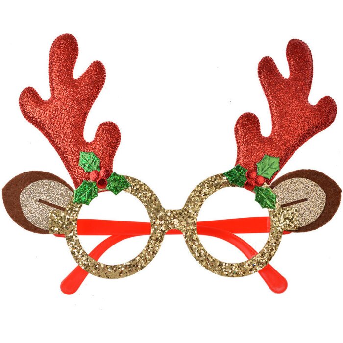 Clayre & Eef 65676 Vasos con Cornamenta Rojo Oro 19x3x15 cm Navidad