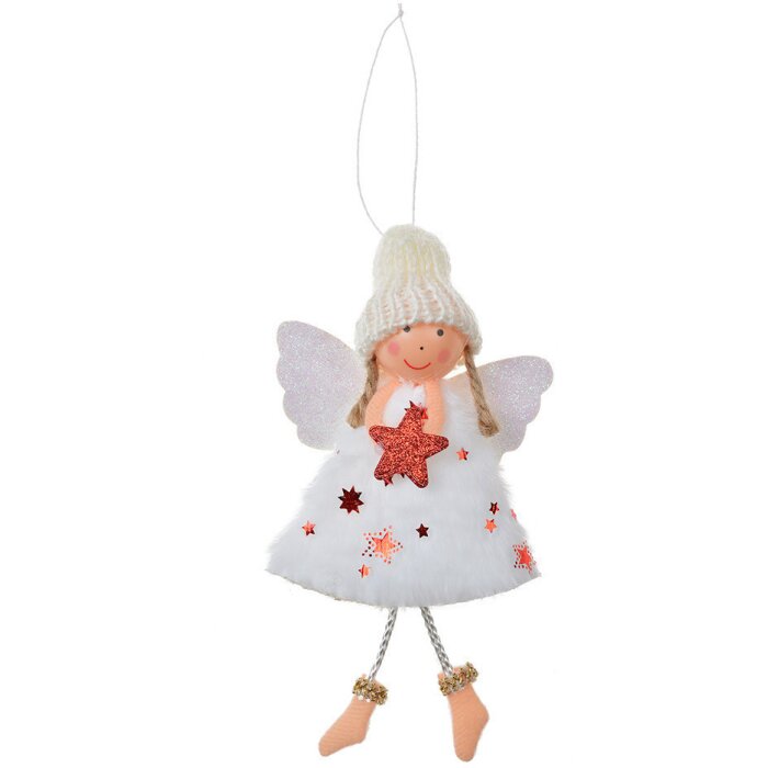 Clayre & Eef 65680W Decoración Colgante Ángel 8x3x15 cm Blanco