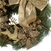 Clayre & Eef Corona de Navidad Oro Verde Ø 30x7 cm Decoración de Plástico