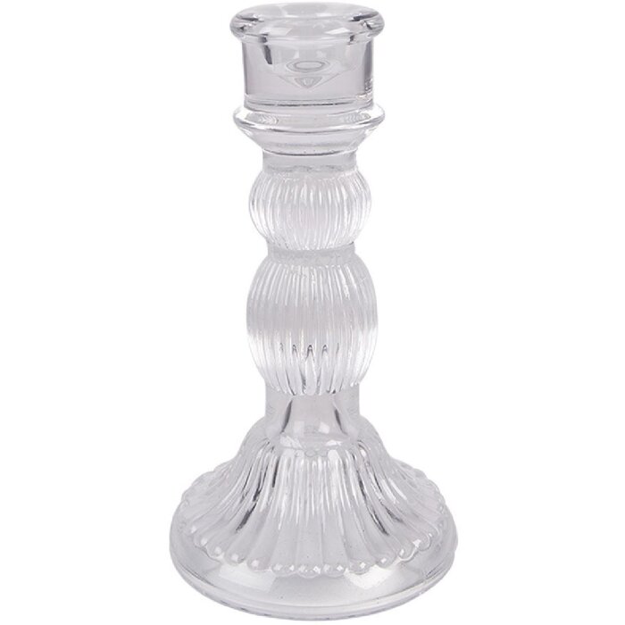 Clayre & Eef 6GL4909 Portavelas Cristal Transparente Ø 8x15 cm