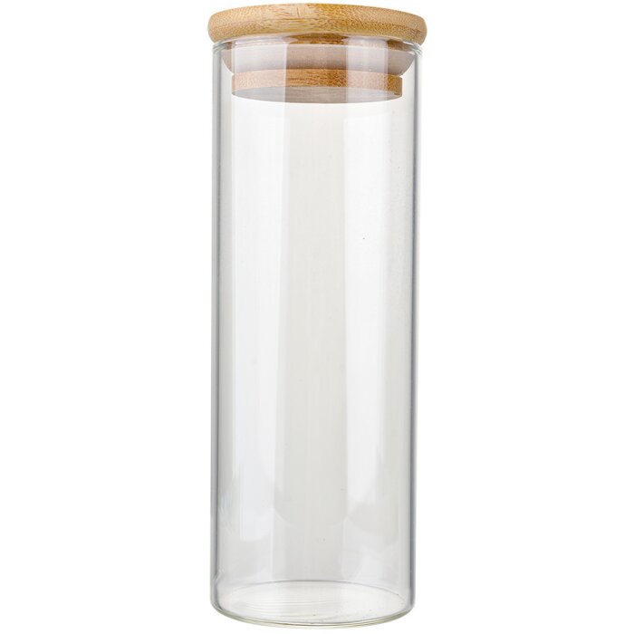 Clayre & Eef tarro de almacenaje transparente Ø 5x16 cm con tapa estilo campestre