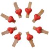 Clayre & Eef 65636 Pinza con corazón juego de 8 madera marrón rojo 1x2x3 cm