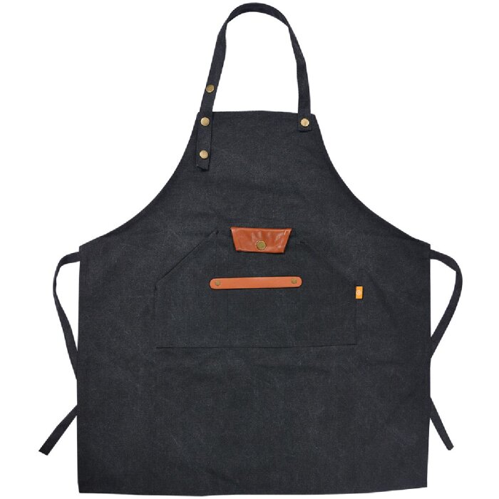 Clayre & Eef KT041.039BL Delantal Plata/Negro 78x70 cm