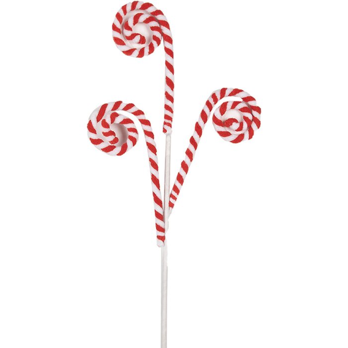 Clayre & Eef 65849 Decoración navideña bastón de caramelo rojo blanco 17x1x66 cm
