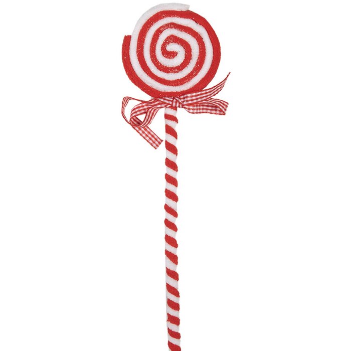 Clayre & Eef 65851 Piruleta Decoración Navideña Rojo Blanco 9x1x41 cm Plástico