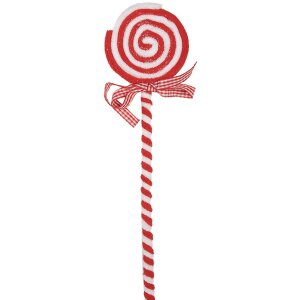 Clayre & Eef 65851 Piruleta Decoración Navideña Rojo Blanco 9x1x41 cm Plástico