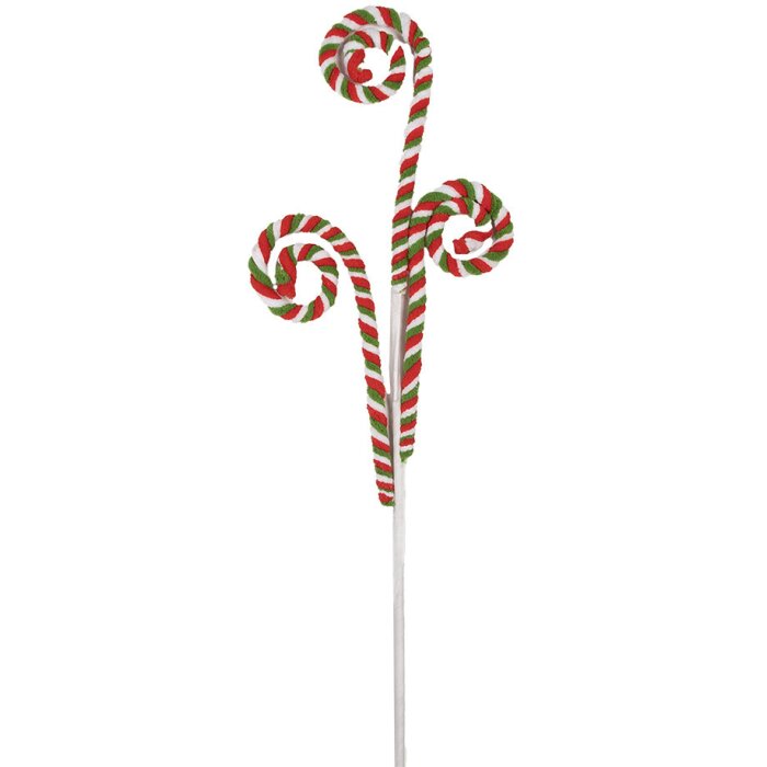 Clayre & Eef 65857 Decoración Bastón de Caramelo 68 cm Plástico Rojo Verde