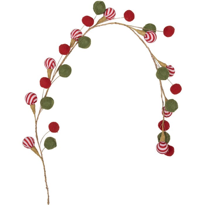 Clayre & Eef 65862 Guirnalda Decorativa Navidad Rojo Verde 100x6x6 cm