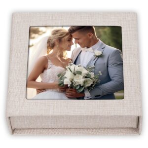 ZEP USB Box Modena Lino beige 11x11x3 cm con foto...