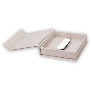 ZEP USB Box Modena Lino beige 11x11x3 cm con foto recortada sin memoria USB